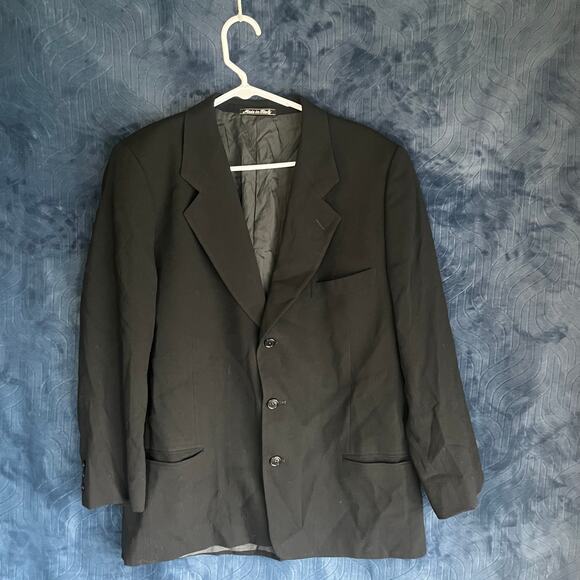 Mani Made In Italy 100% Wool Black 3 Button Blazer Suit Mens Size Small - Picture 1 of 8